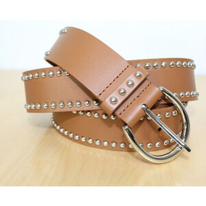 Tularosa Tan 100% Leather Studded Rodeo Belt Size L NWOT